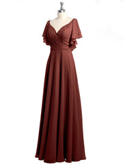 Col En V Mancherons Robes Avec Volants terracotta Grande Taille