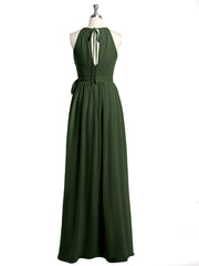 Longueur Complète Mousseline Robes Licou Cou Avec Nœud Olive Verte Grande Taille