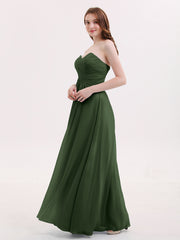 Sans Bretelles Mousseline Robe avec Col en Cœur Olive Verte Grande Taille