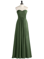 Sans Bretelles Mousseline Robe avec Col en Cœur Olive Verte Grande Taille