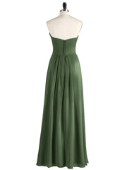 Sans Bretelles Mousseline Robe avec Col en Cœur Olive Verte Grande Taille
