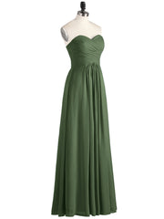 Sans Bretelles Mousseline Robe avec Col en Cœur Olive Verte Grande Taille