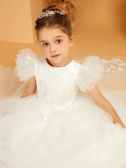 Robe de Fille Ball-Gown en Tulle à Col en Scoop