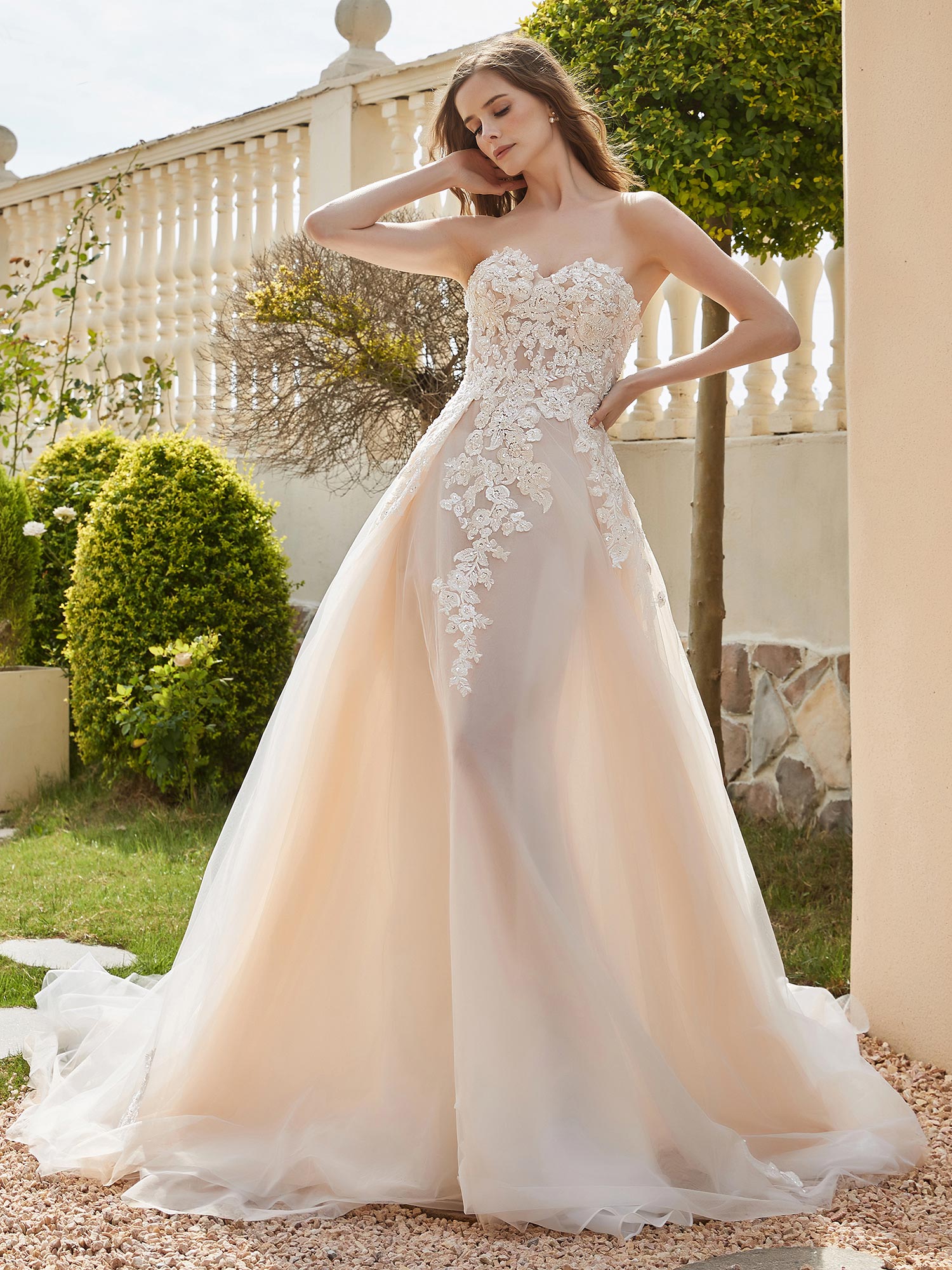 Robe de Mariee a Col en C ur en Tulle avec Paillettes Champagne BABARONI BABARONI FR