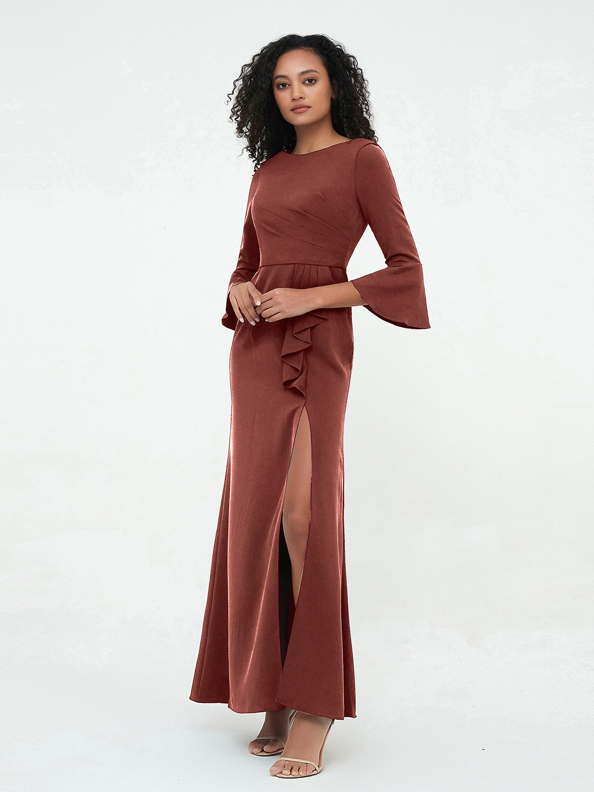 Robe sirène sexy plissée fente latérale pour femme avec métallique liquide main image 0