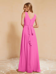 Robe de Demoiselle d'Honneur Empire Sans Manches avec Nœud Papillon Azalée Grande Taille