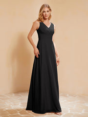 Robe de Demoiselle d'Honneur Empire Sans Manches avec Nœud Papillon Noir Grande Taille