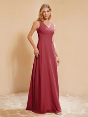 Robe de Demoiselle d'Honneur Empire Sans Manches avec Nœud Papillon Bordeaux Grande Taille