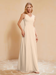 Robe de Demoiselle d'Honneur Empire Sans Manches avec Nœud Papillon Champagne Grande Taille