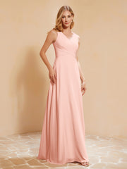 Robe de Demoiselle d'Honneur Empire Sans Manches avec Nœud Papillon Corail