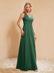 Robe de Demoiselle d'Honneur Empire Sans Manches avec Nœud Papillon Vert Foncé Grande Taille