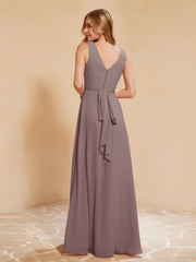 Robe de Demoiselle d'Honneur Empire Sans Manches avec Nœud Papillon Dusk Grande Taille