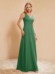 Robe de Demoiselle d'Honneur Empire Sans Manches avec Nœud Papillon Emeraude Grande Taille