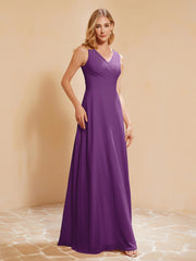 Robe de Demoiselle d'Honneur Empire Sans Manches avec Nœud Papillon Raisin Grande Taille