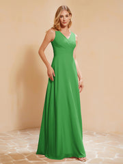 Robe de Demoiselle d'Honneur Empire Sans Manches avec Nœud Papillon Vert Grande Taille