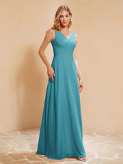 Robe de Demoiselle d'Honneur Empire Sans Manches avec Nœud Papillon Jade Grande Taille