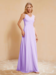 Robe de Demoiselle d'Honneur Empire Sans Manches avec Nœud Papillon Lilas Grande Taille