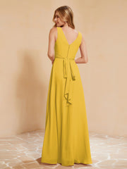 Robe de Demoiselle d'Honneur Empire Sans Manches avec Nœud Papillon Souci Grande Taille