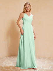 Robe de Demoiselle d'Honneur Empire Sans Manches avec Nœud Papillon Vert Menthe Grande Taille