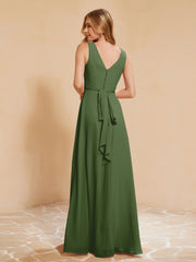 Robe de Demoiselle d'Honneur Empire Sans Manches avec Nœud Papillon Mousse Grande Taille