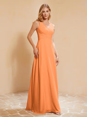 Robe de Demoiselle d'Honneur Empire Sans Manches avec Nœud Papillon Orange Grande Taille