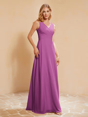 Robe de Demoiselle d'Honneur Empire Sans Manches avec Nœud Papillon Orchidee Grande Taille
