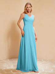 Robe de Demoiselle d'Honneur Empire Sans Manches avec Nœud Papillon Piscine Grande Taille