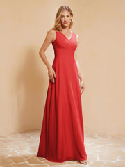 Robe de Demoiselle d'Honneur Empire Sans Manches avec Nœud Papillon Rouge Grande Taille