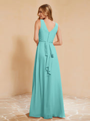 Robe de Demoiselle d'Honneur Empire Sans Manches avec Nœud Papillon Spa Grande Taille