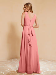Robe de Demoiselle d'Honneur Empire Sans Manches avec Nœud Papillon Crépuscule Grande Taille