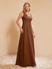 Robe de Demoiselle d'Honneur Empire Sans Manches avec Nœud Papillon Terracotta Grande Taille