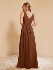 Robe de Demoiselle d'Honneur Empire Sans Manches avec Nœud Papillon Terracotta Grande Taille