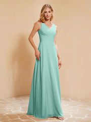 Robe de Demoiselle d'Honneur Empire Sans Manches avec Nœud Papillon Turquoise Grande Taille