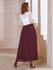 Robe en Mousseline Longueur de Mollet à Col en V avec Poches Cabernet