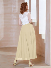 Robe en Mousseline Longueur de Mollet à Col en V avec Poches Champagne Grande Taille