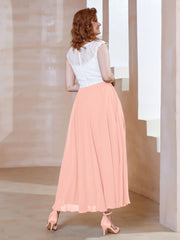 Robe en Mousseline Longueur de Mollet à Col en V avec Poches Corail Grande Taille