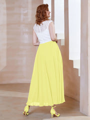 Robe en Mousseline Longueur de Mollet à Col en V avec Poches Jonquille