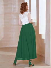 Robe en Mousseline Longueur de Mollet à Col en V avec Poches Vert Foncé