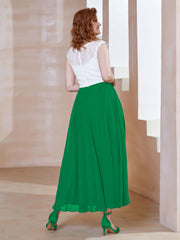 Robe en Mousseline Longueur de Mollet à Col en V avec Poches Emeraude Grande Taille