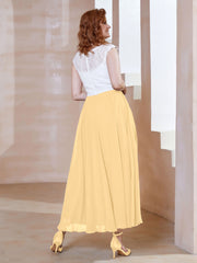 Robe en Mousseline Longueur de Mollet à Col en V avec Poches Or
