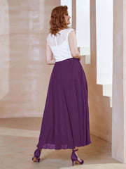 Robe en Mousseline Longueur de Mollet à Col en V avec Poches Raisin