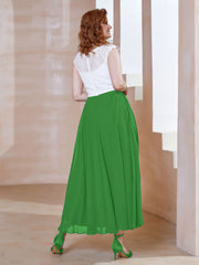 Robe en Mousseline Longueur de Mollet à Col en V avec Poches Vert