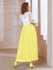 Robe en Mousseline Longueur de Mollet à Col en V avec Poches Citron Grande Taille