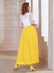 Robe en Mousseline Longueur de Mollet à Col en V avec Poches Souci Grande Taille