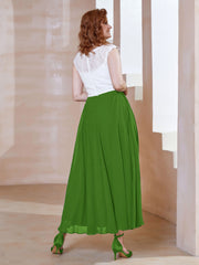 Robe en Mousseline Longueur de Mollet à Col en V avec Poches Mousse Grande Taille