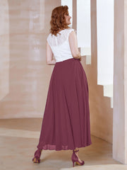 Robe en Mousseline Longueur de Mollet à Col en V avec Poches Mûre