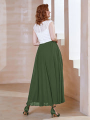Robe en Mousseline Longueur de Mollet à Col en V avec Poches Olive Verte Grande Taille
