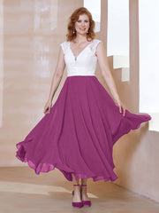 Robe en Mousseline Longueur de Mollet à Col en V avec Poches Orchidee Grande Taille