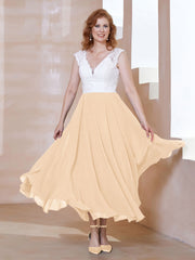 Robe en Mousseline Longueur de Mollet à Col en V avec Poches Pêche