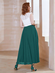 Robe en Mousseline Longueur de Mollet à Col en V avec Poches Paon Grande Taille